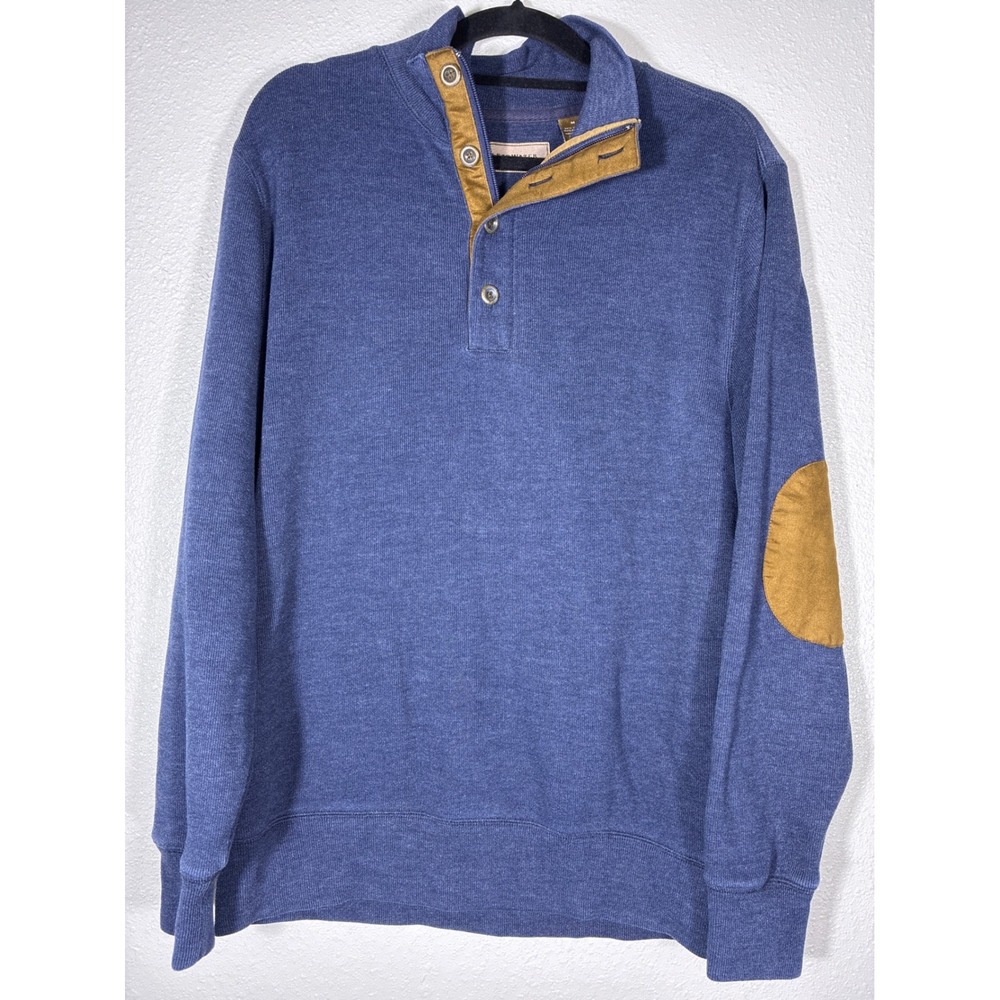 Clearwater Outfitters Mens Blue Quarter Zip pullover faux Elbow Patch Sz M